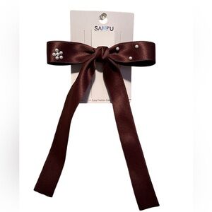 SANFU NWT brown with faux pearls hair clip
